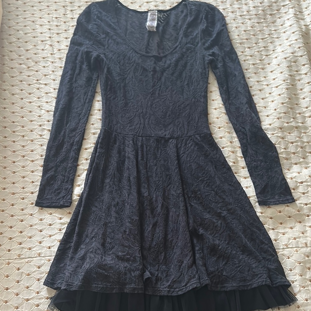 Free People Elegant Lace Black Long Sleeve Dress